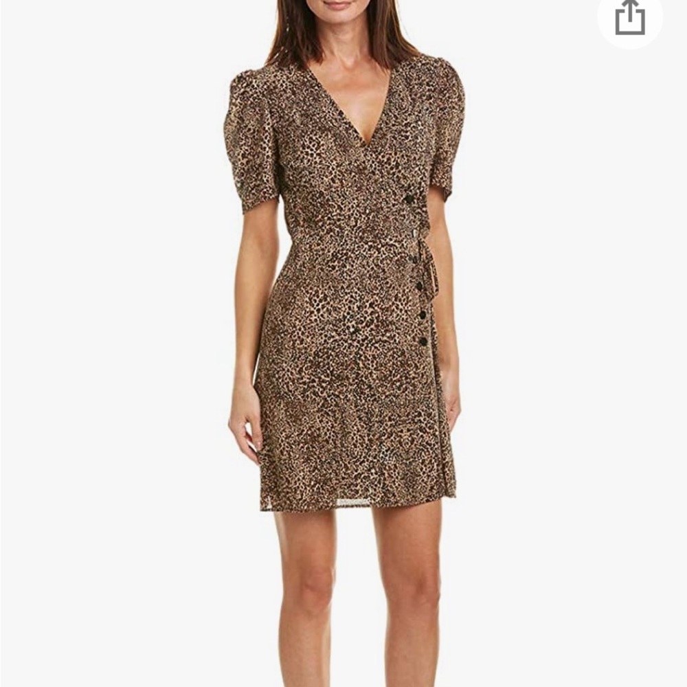 1.state animal print asymmetric button front dress never worn size 8